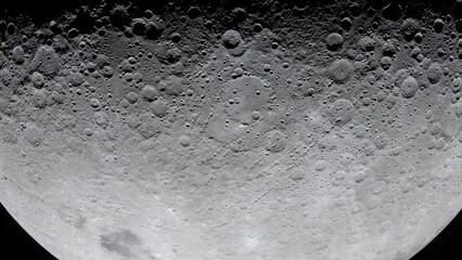 Rocky surface of the Earth's moon in space. Satellite point of view. Cut out on black. NASA Public Domain Imagery © Marcin Janiec