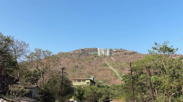 Funicular Ropeway Track and Cliff Railway Leading to Jivdani Temple, Virar, Mumbai, India