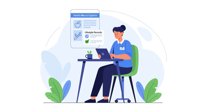 Doctor Using Laptop for Telemedicine Consultation and Health Record Update