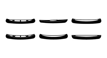 Canoe silhouette vector set, black rowing boat icons, minimalist watercraft collection for logo © Sharmin