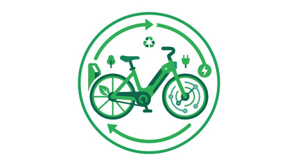 Fototapeta premium Eco friendly bicycle with green icons.