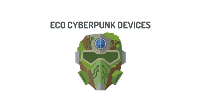 Eco cyberpunk futuristic device headgear.