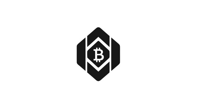 Bitcoin logo on black background.