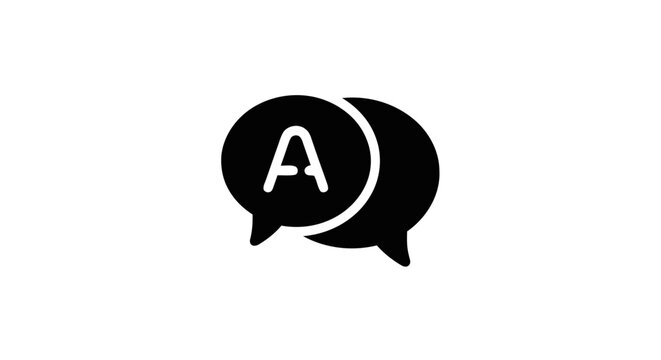 Black and white speech bubbles icon.