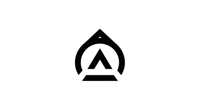 Black and white triangle shaped logo.