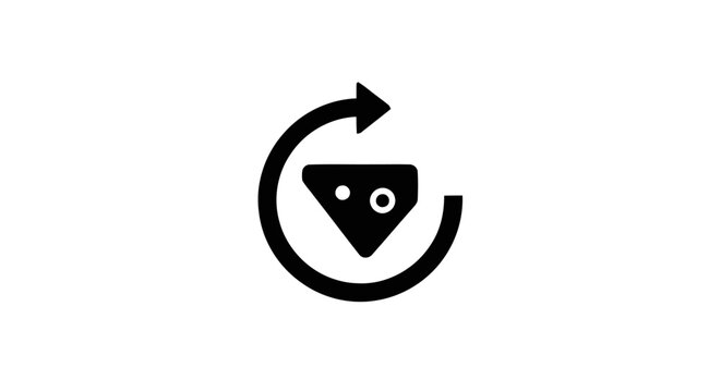 Black and white triangle icon rotating.