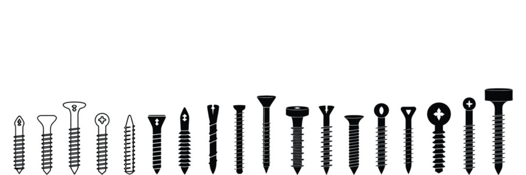 Self Tapping Screw Icon Vector with Screw Illustration, Dowel Symbol and Bolt Logo Design for Construction, Hardware and Industrial Projects