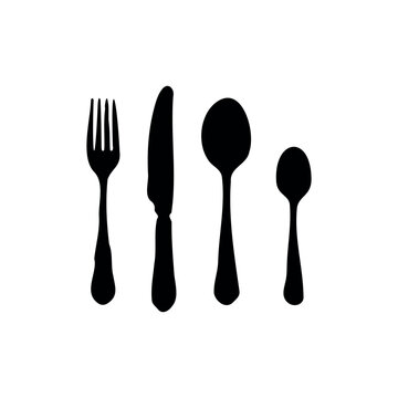 Silverware set silhouette icon vector illustration.
