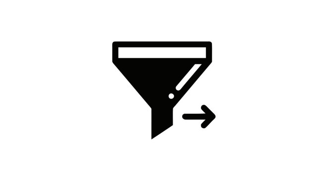 Black Funnel With Arrow Icon.