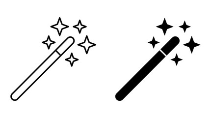 Two magic wands casting spells with sparkling stars around them indoors © ANTONW_