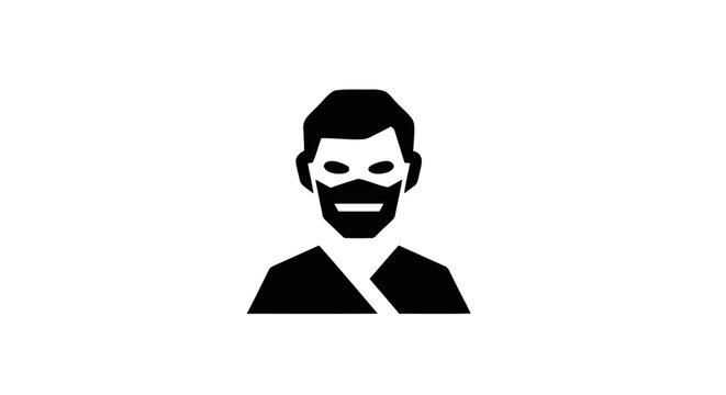 Black silhouette of a bearded man.