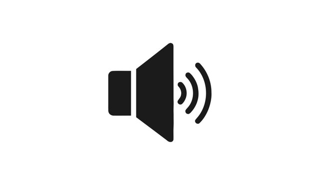Black speaker icon with sound waves.