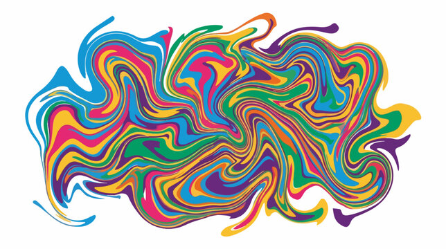 Abstract colorful liquid swirl vector illustration. Vibrant fluid paint marble flat design element. Dynamic flowing wave graphic