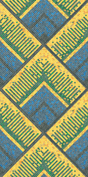Abstract art graphic mosaic, seamelss pattern composition with stylized peacock feathers
