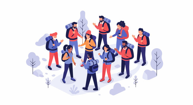 Team of emergency responders in high-visibility uniforms collaborating around map with rescue equipment. Vector illustration of disaster relief crew coordinating with flashlights and first aid kits.