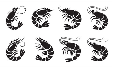 Fototapeta premium Seafood crustacean silhouette bundle for restaurant logo and ocean themed graphics