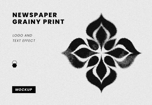 Newspaper Grainy Print Logo And Text Effect Mockup