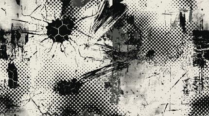 Abstract urban street art background with distressed checkerboard and brush strokes © Akhi Ayra