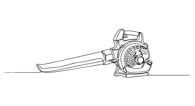Leaf blower continuous one line drawing. Garden power tool for yard cleanup. Minimalist vector illustration isolated on white background