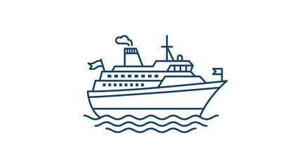 Fototapeta premium Large Cruise Ship Sailing on Water.