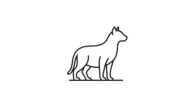 Line drawing of a dog standing.