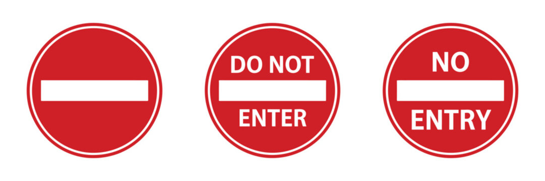 No entry sign icon representing forbidden access, restricted zone warning and safety regulation notice system, vector