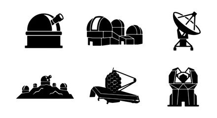 Space, Astronomy, Icon Set, 6 Black Vector Graphics © MdHridoy