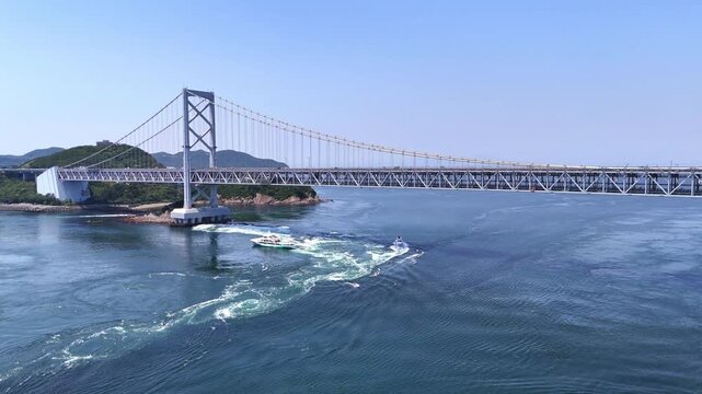 Great Naruto Bridge | Panoramic View | Naruto Strait - 4K Aerial Video
