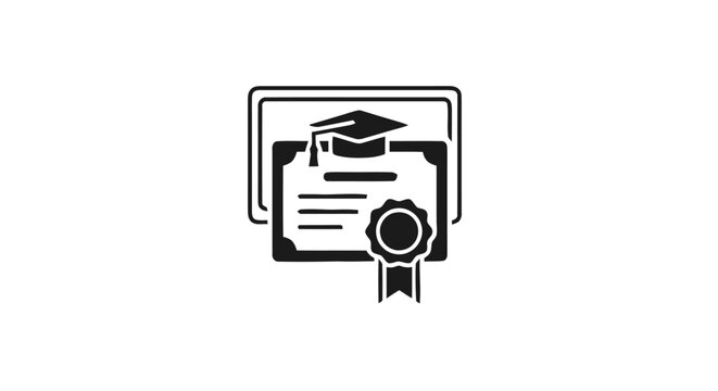 Graduation Certificate Icon Symbol.