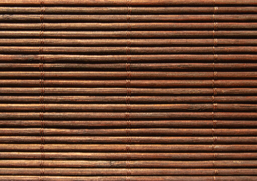 Brown Bamboo Mat Texture Background, Natural Wooden Pattern Close Up