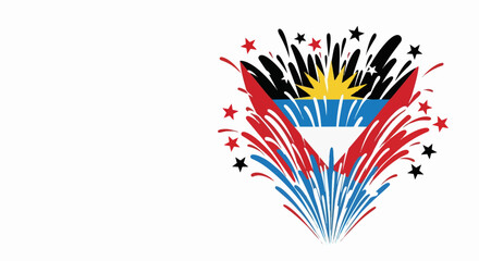 Fototapeta premium Colorful heart shaped fireworks on white background, patriotic vector illustration. for branding, packaging, banner, poster, website header, and social media design use