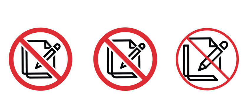 No writing allowed icon representing writing prohibition, restricted documentation, and rule enforcement warning symbol, vector