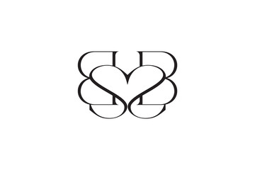 Luxury SB Letter Heart Monogram Logo - Elegant Symmetrical BS Initial Emblem for Beauty and Fashion © asmaulart38