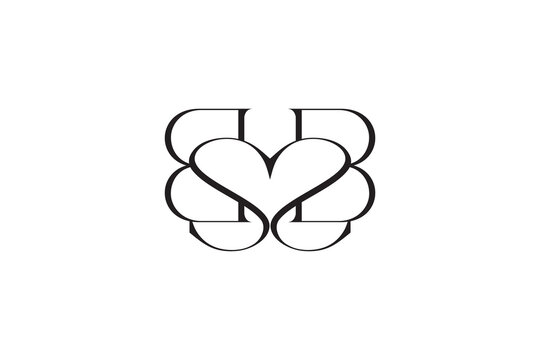 Luxury SB Letter Heart Monogram Logo - Elegant Symmetrical BS Initial Emblem for Beauty and Fashion