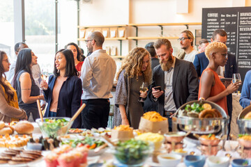 Obraz premium Networking event with diverse professionals.
