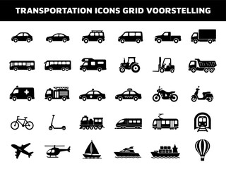Transportation icons grid © Pro designer Arnov