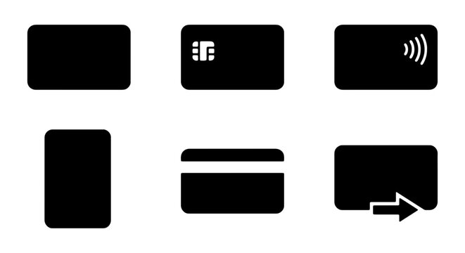 Credit Card Icons, Payment Symbols, Financial Icons, Black Vector Set