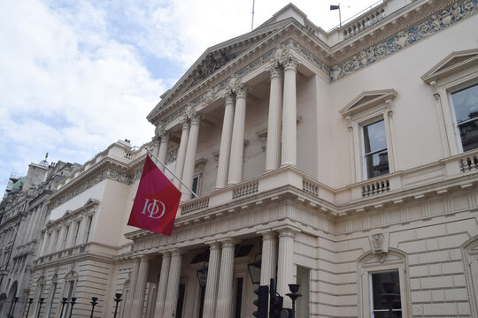 General view of the sign at the Institute of Directors (IOD) May 21 2026 in London, UK