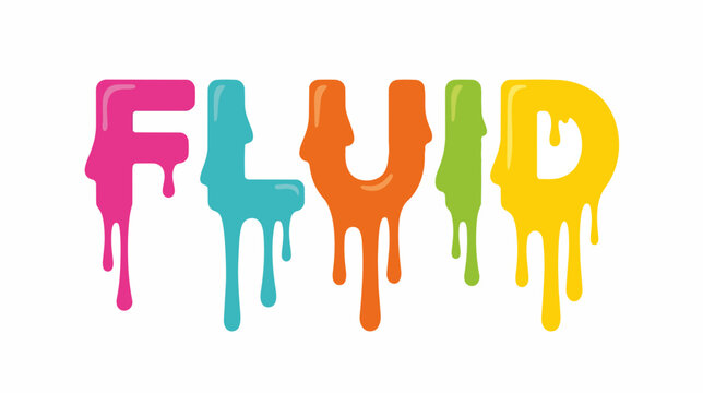 Fluid dripping liquid typography. Colorful melting text vector illustration