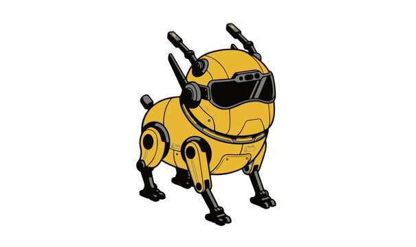 Futuristic Quadruped Robot Vector Icon on Transparent Background, modern mechanical robo dog illustration, quadruped robot, robot dog, robotic dog, mechanical robot, futuristic robot, 