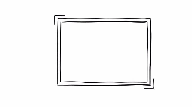 Hand drawn geometric frame border set with black line rectangle and square shapes