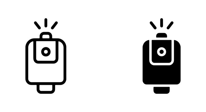 Camera Flash Icons, Photography Equipment Symbols, Light Burst Vector Graphics, Studio Lighting Elements