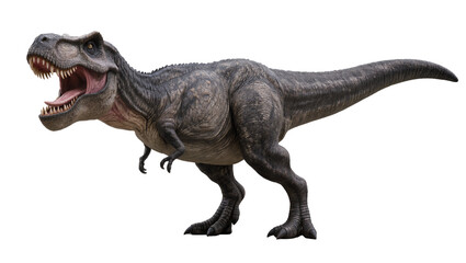 Fierce Tyrannosaurus Rex dinosaur roaring with sharp teeth, isolated on transparent background © Sofix