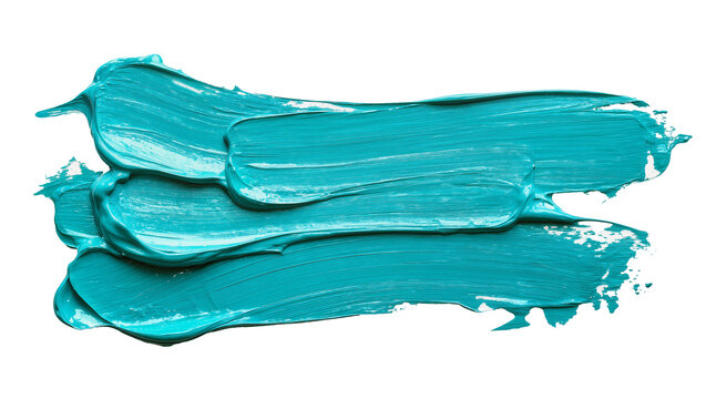 Thick turquoise paint strokes with visible texture, isolated on transparent background