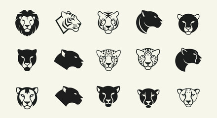 Big Cat Heads Collection: Lion, Tiger, Panther, Cheetah Icons © Brembo