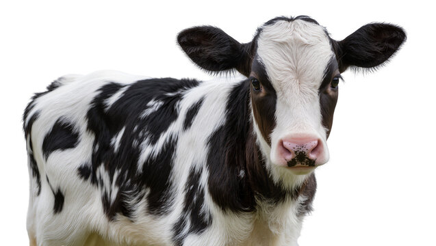 Young black and white Holstein Friesian calf, isolated on transparent background