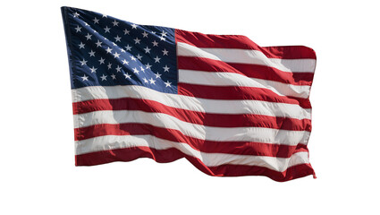 Waving American flag with stars and stripes, isolated on transparent background © Sofix
