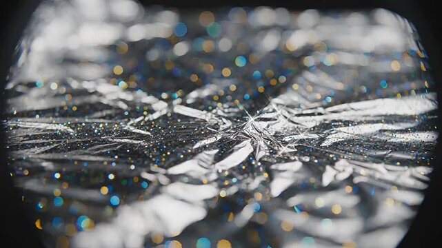 Closeup of a diamond being examined under a microscope with bokeh lights.