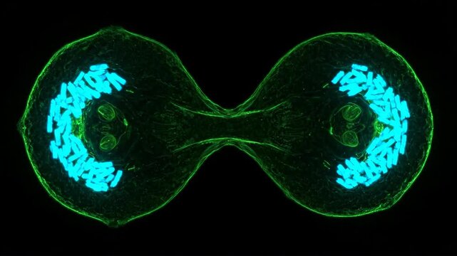 Cancer Cell Division Mitosis Fluorescence Microscopy &mdash; Medical Oncology Science Visualization