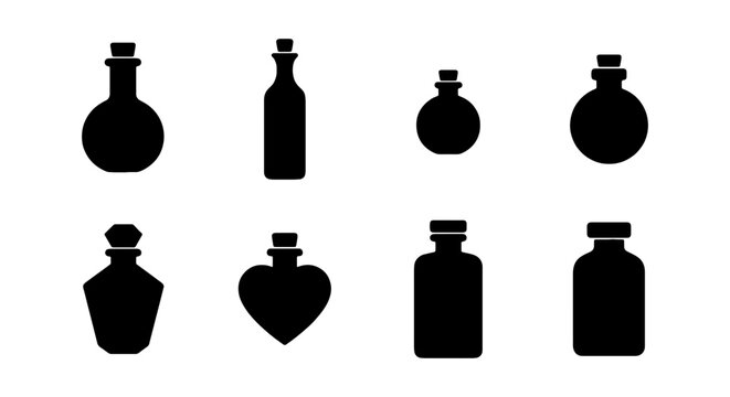 Vector Potion Bottles Collection: Alchemy, Elixir, Perfume, Vintage Glass Containers